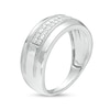 Thumbnail Image 2 of Men's 0.29 CT. T.W. Diamond Double Row Vintage-Style Wedding Band in 10K White Gold