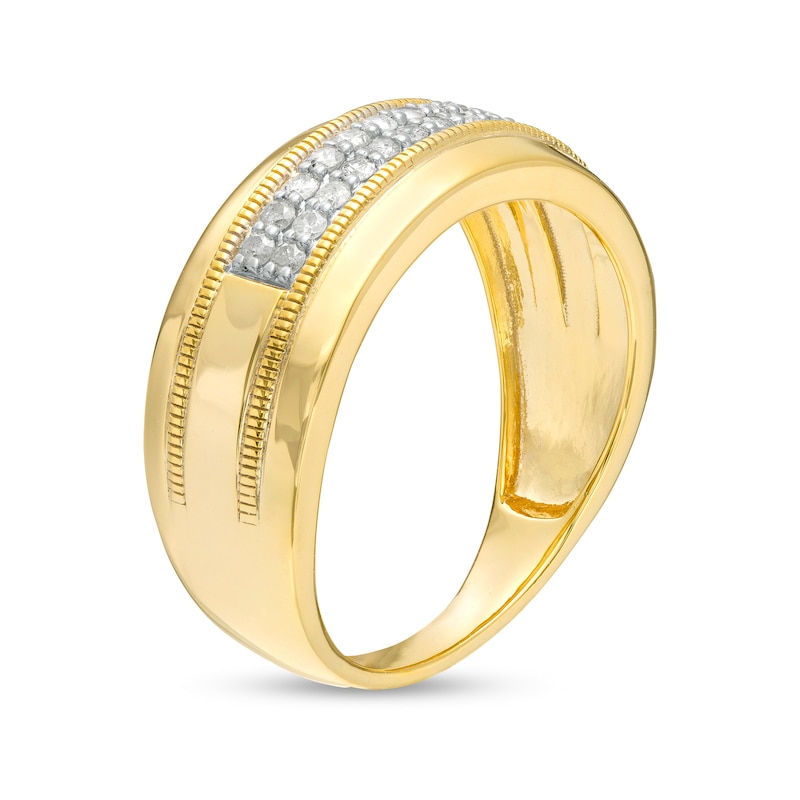 Men's 0.29 CT. T.W. Diamond Double Row Vintage-Style Wedding Band in 10K Gold