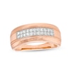 Thumbnail Image 0 of Men's 0.29 CT. T.W. Diamond Double Row Vintage-Style Wedding Band in 10K Rose Gold