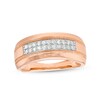 Thumbnail Image 1 of Men's 0.29 CT. T.W. Diamond Double Row Vintage-Style Wedding Band in 10K Rose Gold
