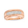 Thumbnail Image 0 of Men's 0.29 CT. T.W. Diamond Double Row Vintage-Style Wedding Band in 10K Rose Gold