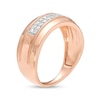 Thumbnail Image 2 of Men's 0.29 CT. T.W. Diamond Double Row Vintage-Style Wedding Band in 10K Rose Gold