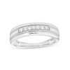 Thumbnail Image 0 of Men's 0.18 CT. T.W. Diamond Nine Stone Vintage-Style Wedding Band in 10K White Gold
