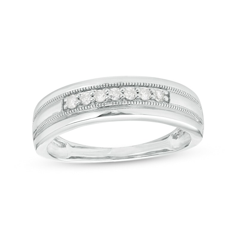 Men's 0.18 CT. T.W. Diamond Nine Stone Vintage-Style Wedding Band in 10K Gold