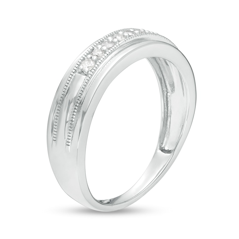 Men's 0.18 CT. T.W. Diamond Nine Stone Vintage-Style Wedding Band in 10K White Gold