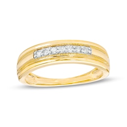 0.18 CT. T.W. Diamond Nine Stone Vintage-Style Wedding Band in 10K Gold