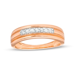 0.18 CT. T.W. Diamond Nine Stone Vintage-Style Wedding Band in 10K Rose Gold