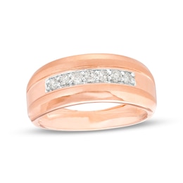0.29 CT. T.W. Diamond Seven Stone Wedding Band in 10K Rose Gold