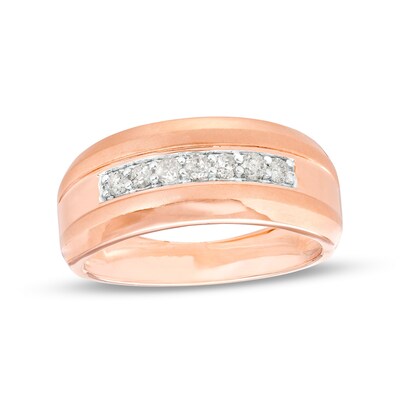 Men's 0.29 CT. T.W. Diamond Seven Stone Wedding Band in 10K Rose Gold
