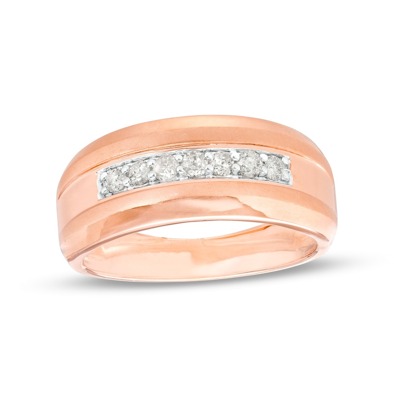 Men's 0.29 CT. T.W. Diamond Seven Stone Wedding Band in 10K Rose Gold|Peoples Jewellers