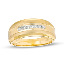 0.29 CT. T.W. Square-Cut Diamond Seven Stone Wedding Band in 10K Gold