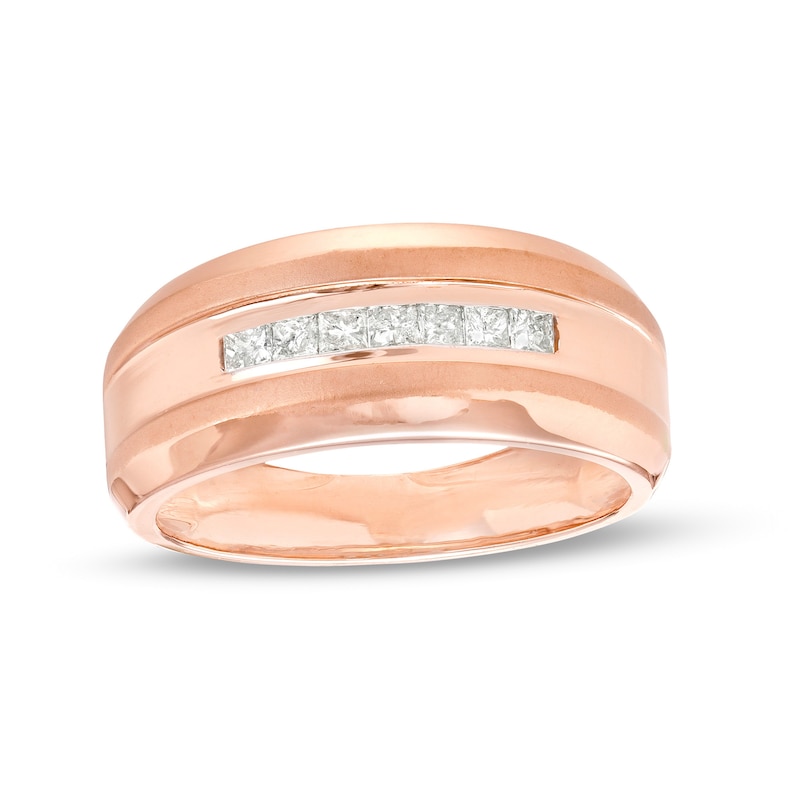 Men's 0.29 CT. T.W. Square-Cut Diamond Seven Stone Wedding Band in 10K Rose Gold|Peoples Jewellers