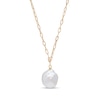 Thumbnail Image 0 of Cultured Freshwater Pearl Drop and Paper Clip Link Chain Necklace in 10K Gold