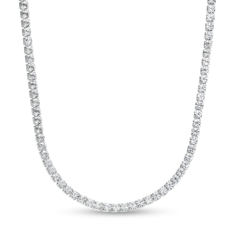 3.0mm White Lab-Created Sapphire Line Necklace in Sterling Silver|Peoples Jewellers