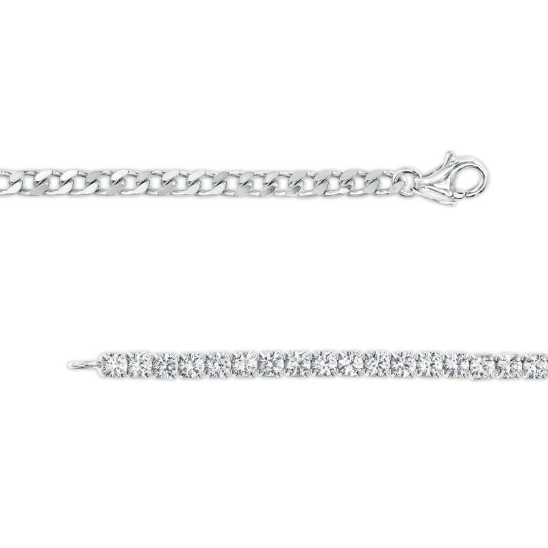 Main Image 3 of 3.0mm White Lab-Created Sapphire Line Necklace in Sterling Silver