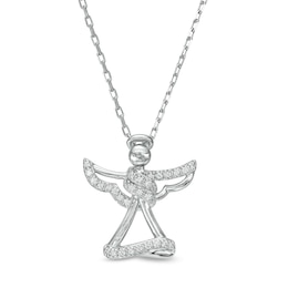Diamond Accent Wrap Angel Pendant in Sterling Silver