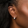 Thumbnail Image 2 of Pear-Shaped Lab-Created Opal and Diamond Accent Drop Earrings in 10K Gold