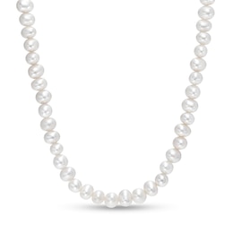 5.0-5.5mm Cultured Freshwater Pearl Line Necklace in 10K Gold