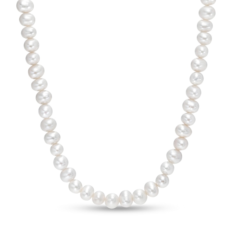 5.0-5.5mm Cultured Freshwater Pearl Line Necklace in 10K Gold|Peoples Jewellers