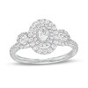 0.75 CT. T.W. Oval Diamond Past Present Future® Double Frame Engagement Ring in 14K White Gold (I/SI2)
