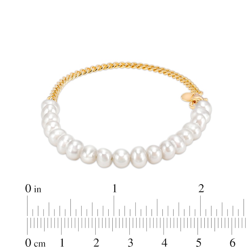 5.0-5.5mm Cultured Freshwater Pearl Line Bracelet in 10K Gold – 7.5"