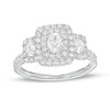 Thumbnail Image 0 of 1.25 CT. T.W. Oval Diamond Past Present Future® Double Cushion-Shaped Frame Engagement Ring in 14K White Gold (I/SI2)