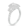 Thumbnail Image 1 of 1.25 CT. T.W. Oval Diamond Past Present Future® Double Cushion-Shaped Frame Engagement Ring in 14K White Gold (I/SI2)