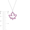 Lab-Created Ruby Maple Leaf Outline Pendant in 10K White Gold