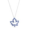 Blue Lab-Created Sapphire Maple Leaf Outline Pendant in 10K White Gold