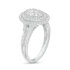 Thumbnail Image 1 of 1.00 CT. T.W. Oval-Shaped Multi-Diamond Double Frame Split Shank Engagement Ring in 14K White Gold (I/I2)