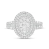 Thumbnail Image 2 of 1.00 CT. T.W. Oval-Shaped Multi-Diamond Double Frame Split Shank Engagement Ring in 14K White Gold (I/I2)