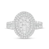1.00 CT. T.W. Oval-Shaped Multi-Diamond Double Frame Split Shank Engagement Ring in 14K White Gold (I/I2)
