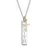 Thumbnail Image 1 of 0.065 CT. T.W. Diamond Cross Charm and Linear FAITH Tag Pendant in Sterling Silver and 10K Gold