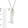 Thumbnail Image 2 of 0.065 CT. T.W. Diamond Cross Charm and Linear FAITH Tag Pendant in Sterling Silver and 10K Gold