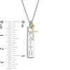 Thumbnail Image 1 of 0.065 CT. T.W. Diamond Cross Charm and Linear FAITH Tag Pendant in Sterling Silver and 10K Gold