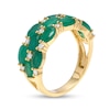 Thumbnail Image 2 of Sideways Oval Emerald and 0.23 CT. T.W. Diamond Triple Row Split Shank Ring in 10K Gold