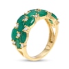 Thumbnail Image 2 of Sideways Oval Emerald and 0.23 CT. T.W. Diamond Triple Row Split Shank Ring in 10K Gold - Size 7