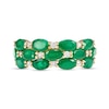 Sideways Oval Emerald and 0.23 CT. T.W. Diamond Triple Row Split Shank Ring in 10K Gold - Size 7