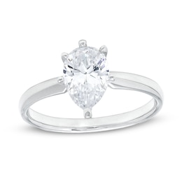 1.00 CT. Certified Pear-Shaped Diamond Solitaire Engagement Ring in 14K White Gold (I/I2)