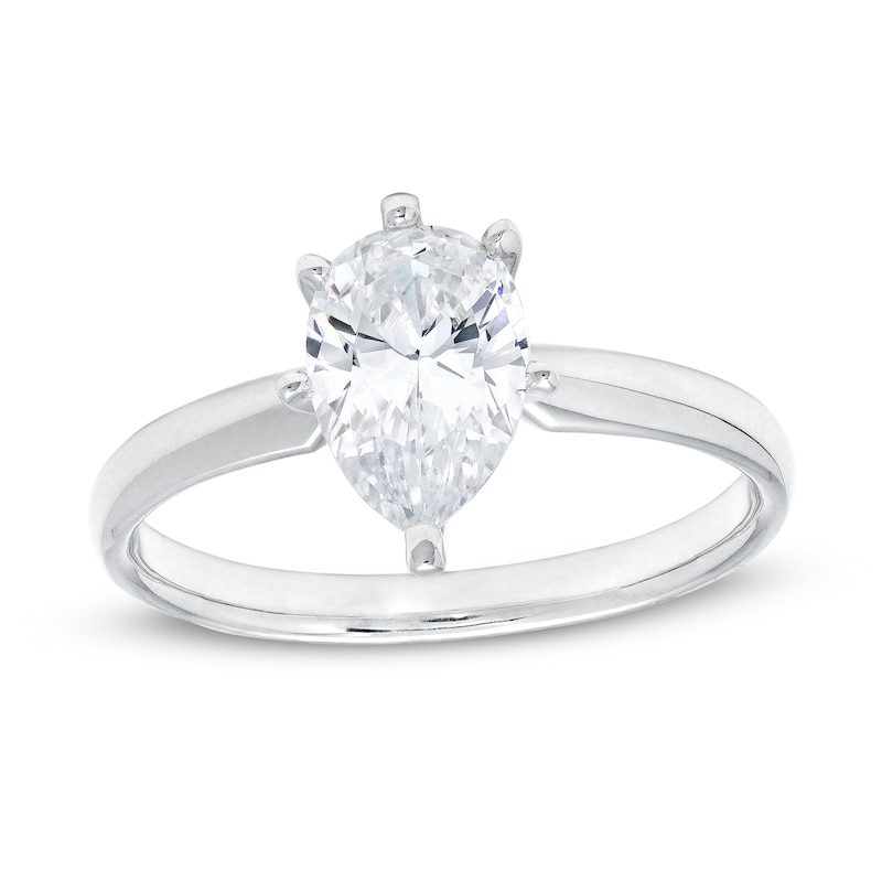 1.00 CT. Certified Pear-Shaped Diamond Solitaire Engagement Ring in 14K White Gold (I/I2)|Peoples Jewellers