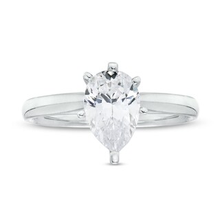 1.00 CT. Certified Pear-Shaped Diamond Solitaire Engagement Ring in 14K White Gold (I/I2)