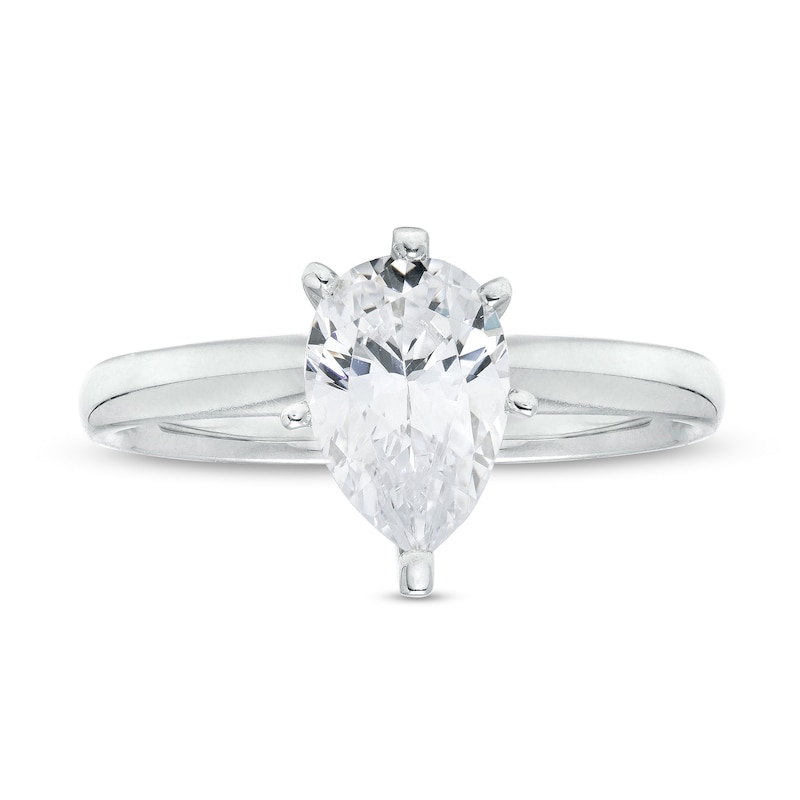 1.00 CT. Certified Pear-Shaped Diamond Solitaire Engagement Ring in 14K White Gold (I/I2)