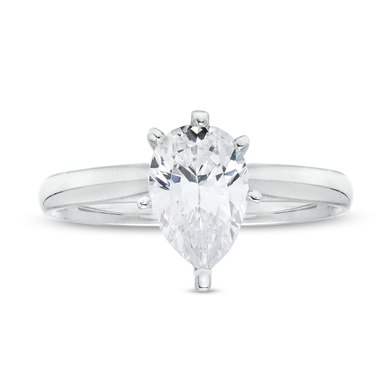 Main Image 4 of 1.00 CT. Certified Pear-Shaped Diamond Solitaire Engagement Ring in 14K White Gold (I/I2)