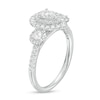 0.75 CT. T.W. Pear-Shaped Diamond Past Present Future® Double Frame Engagement Ring in 14K White Gold (I/SI2)