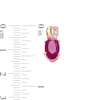 Thumbnail Image 3 of Oval Certified Ruby and Diamond Accent Stud Earrings in 10K Two-Tone Gold