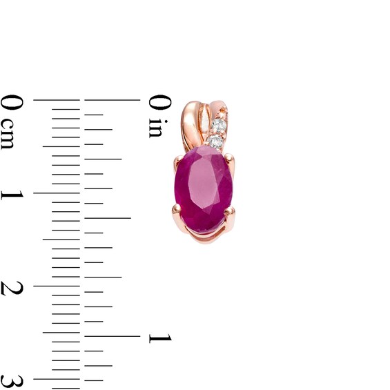 Oval Certified Ruby and Diamond Accent Stud Earrings in 10K Two-Tone Gold