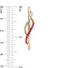 Thumbnail Image 3 of Lab-Created Ruby and 0.085 CT. T.W. Diamond Swirl Crossover Hoop Earrings in 10K Gold