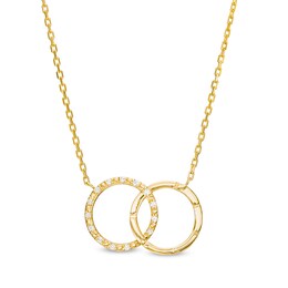 0.04 CT. T.W. Diamond Interlocking Circles Necklace in 10K Gold