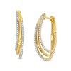Thumbnail Image 1 of 0.25 CT. T.W. Diamond Layered Hoop Earrings in 10K Gold