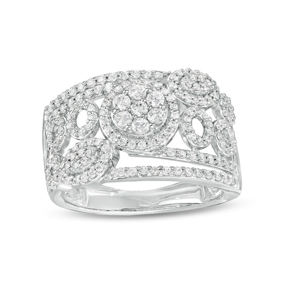 0.75 CT. T.W. Multi-Diamond Raised Bubbles Ring in 10K White Gold